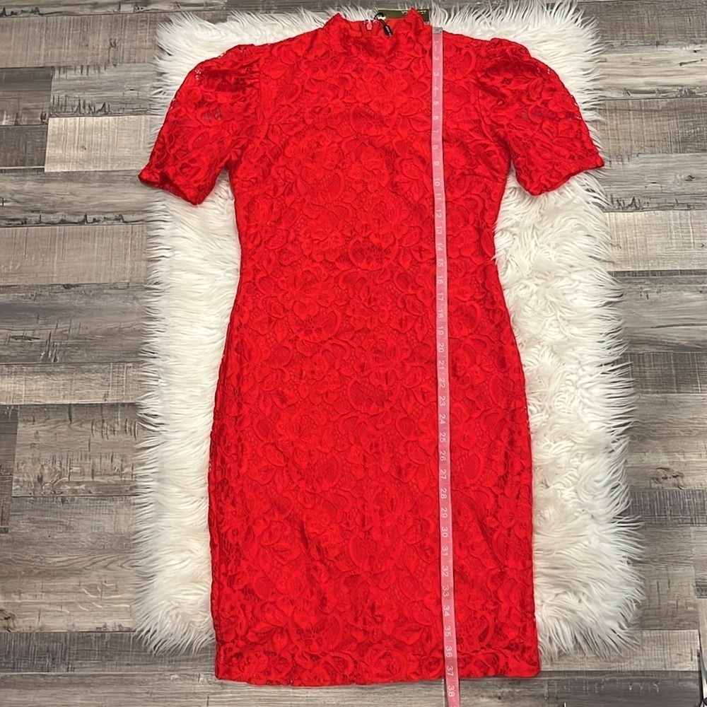 NWT Alexia Admor ‘Elly’ lace overlay high neck sheath dress M - Picture 12 of 12